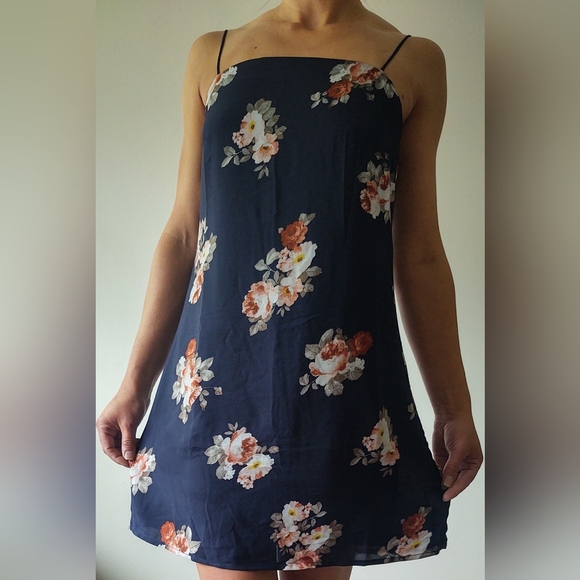 Francesca's Navy Floral Slip Dress - Picture 4 of 9